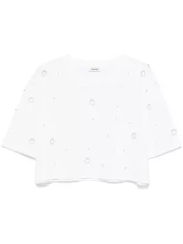 Футболка с искусственным жемчугом SANDRO, белый