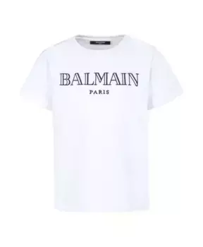 Футболка S из джерси с логотипом и круглым вырезом Balmain, черный