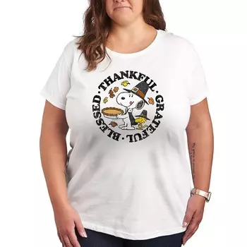 Футболка с изображением благодарности Plus Peanuts Snoopy и Woodstock Licensed Character, белый