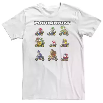 Футболка с изображением больших и высоких гонщиков Nintendo Mario Kart. Готовы к игре? Licensed Character, белый