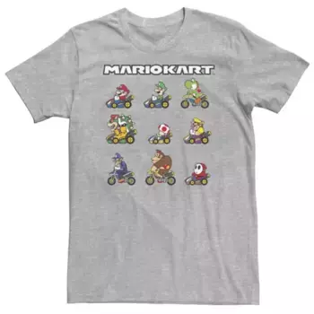 Футболка с изображением больших и высоких гонщиков Nintendo Mario Kart. Готовы к игре? Licensed Character, серый