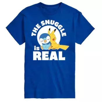 Футболка с изображением большого и высокого покемона Snuggle Is Real Licensed Character, синий