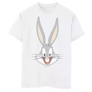 Футболка с изображением большого лица «Bug Bunny» для мальчиков 8–20 лет Looney Tunes Licensed Character, белый