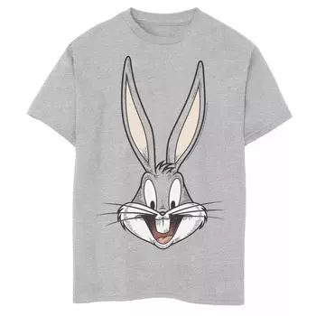 Футболка с изображением большого лица и портрета Looney Tunes Bugs Bunny для мальчиков 8–20 лет Licensed Character