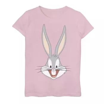 Футболка с изображением большого лица и портрета Looney Tunes для девочек 7–16 лет Bugs Bunny Licensed Character
