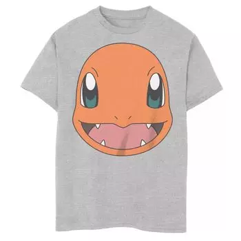 Футболка с изображением большого лица Pokemon Charmander для мальчиков 8–20 лет Licensed Character