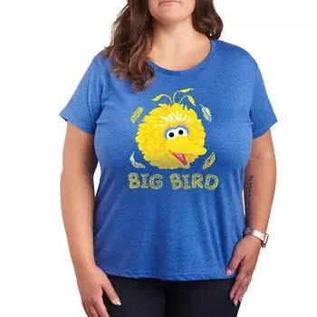 Футболка с изображением большой птицы «Улица Сезам» Licensed Character, цвет Heather Royal Blue