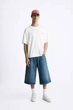 Футболка с изображением брызг краски и лозунгами ZARA, белый