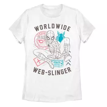 Футболка с изображением Человека-паука Marvel вдали от дома для юниоров World Wide Web-Slinger Licensed Character