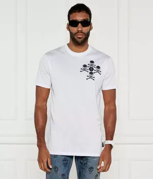 Футболка с изображением черепа и костей Regular fit Philipp Plein, белый