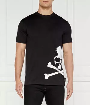Футболка с изображением черепа и костей Regular fit Philipp Plein, черный
