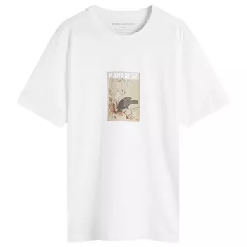 Футболка с изображением черной вороны и белой цапли Maharishi, белый