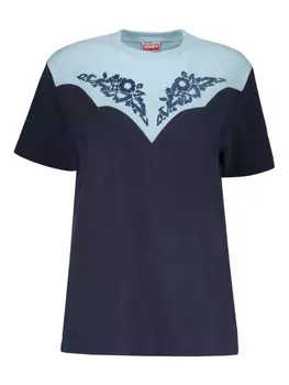 Футболка с изображением цветов в стиле вестерн Kenzo, синий