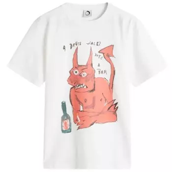 Футболка с изображением дьявола Endless Joy, белый
