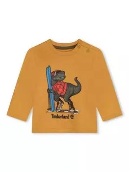 Футболка с изображением детского динозавра Timberland, цвет Ochre