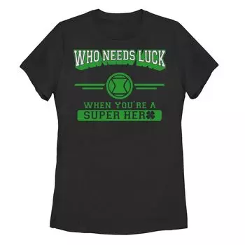Футболка с изображением Дня Святого Патрика для юниоров Marvel Black Widow Who Needs Luck Licensed Character