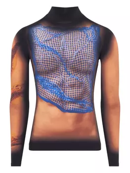 Футболка с изображением драпированной статуи Marine Serre, синий