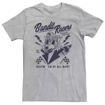Футболка с изображением енота Big & Tall Bandit Racers Licensed Character, серый