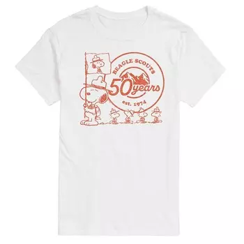 Футболка с изображением флага Big & Tall Peanuts Beagle Scouts 50 лет Licensed Character, белый