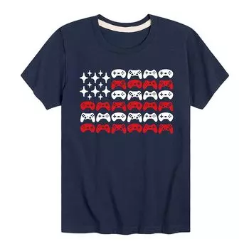 Футболка с изображением флага США для мальчиков 8–20 лет, игровой контроллер Licensed Character, темно-синий