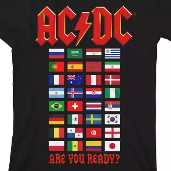 Футболка с изображением флагов AC/DC World Tour для мальчиков 8–20 лет Licensed Character