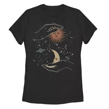 Футболка с изображением галактики Sun & Moon для юниоров, черный