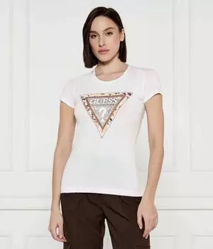 Футболка с изображением гепарда Slim fit Guess Jeans, белый