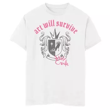 Футболка с изображением герба Disney's Cruella для мальчиков 8–20 лет Art Will Survive Crest Disney