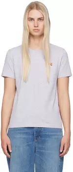 Футболка с изображением головы серой лисы Maison Kitsune, Light grey melange