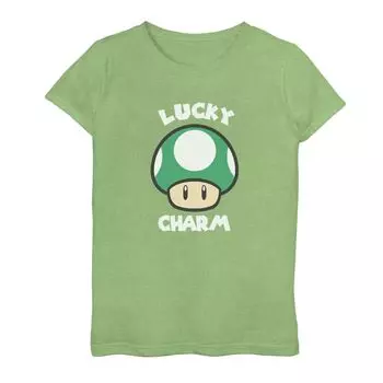 Футболка с изображением гриба Nintendo Super Mario St. Patty's Lucky Charm для девочек 7–16 лет Licensed Character