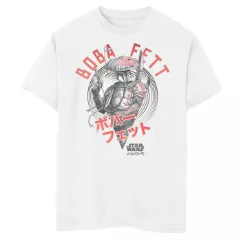 Футболка с изображением кандзи и плакатом «Звездные войны: Видения Бобы Фетта» для мальчиков 8–20 лет Star Wars