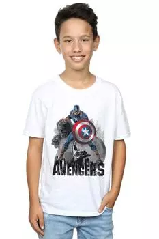 Футболка с изображением Капитана Америки в позе действия Marvel, белый