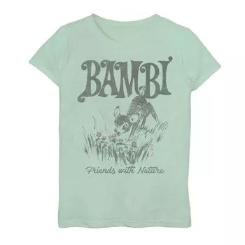 Футболка с изображением карандашного наброска Disney's Bambi для девочек 7–16 лет «Друзья с природой» Licensed Character