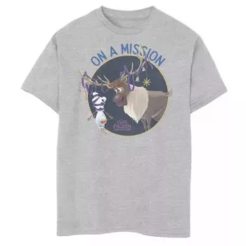 Футболка с изображением колокольчиков и лентой Disney's Frozen 2 для мальчиков 8–20 лет Олафа Свена с графическим рисунком Disney