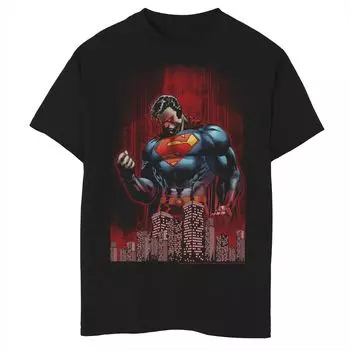Футболка с изображением комиксов DC Superman Power Flex Skyline для мальчиков 8–20 лет Licensed Character