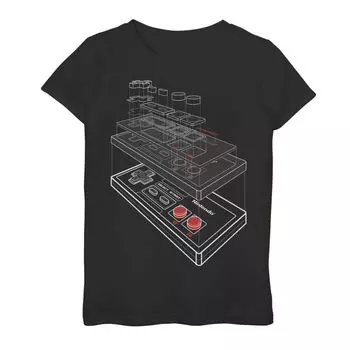 Футболка с изображением контроллера Nintendo NES для девочек 7–16 лет в разобранном виде Licensed Character