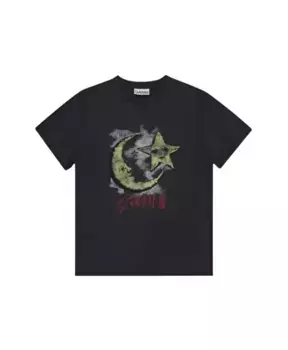 Футболка с изображением космической луны Ganni, черный
