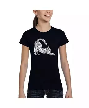 Футболка с изображением кота для девочек Word Art La Pop Art, черный