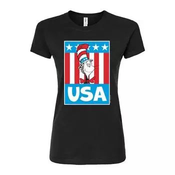 Футболка с изображением кота в шляпе Доктора Сьюза для юниоров США Licensed Character, черный