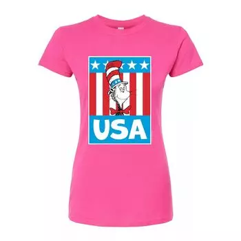 Футболка с изображением кота в шляпе Доктора Сьюза для юниоров США Licensed Character, розовый