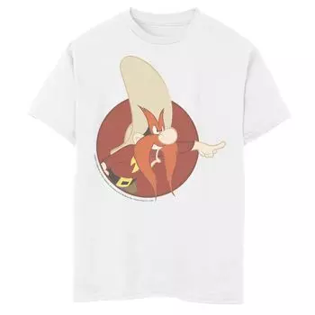 Футболка с изображением красного круга и портрета «Yosemite Sam» для мальчиков 8–20 лет Looney Tunes Yosemite Sam Licensed Character