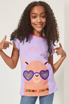 Футболка с изображением ламы Harry Bear, фиолетовый