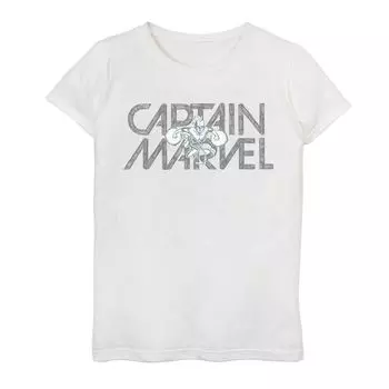 Футболка с изображением летающего героя Marvel Капитан Марвел для девочек 7–16 лет, текстовый постер и графическая футболка Marvel