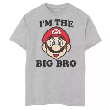 Футболка с изображением лица Nintendo Mario Im The Big Bro для мальчиков 8–20 лет Licensed Character