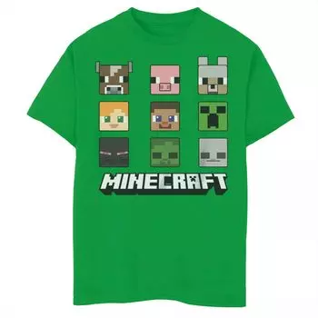 Футболка с изображением лица персонажей Minecraft Chibi для мальчиков 8–20 лет Licensed Character