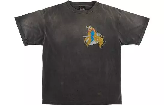 Футболка с изображением лица SAINT Mxxxxxx, серый