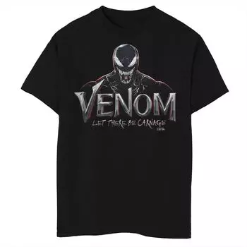 Футболка с изображением логотипа и портретом Marvel Venom: Let There Be Carnage для мальчиков 8–20 лет Licensed Character