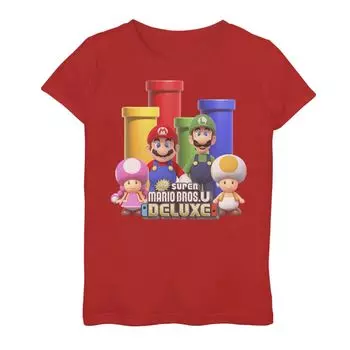 Футболка с изображением логотипа Nintendo Super Mario Bros U для девочек 7–16 лет и портретом Warp Pipe Licensed Character