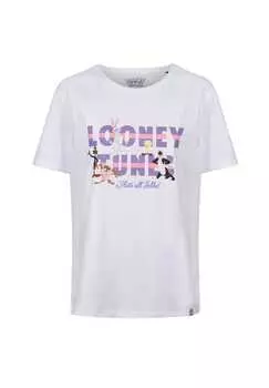 Футболка с изображением Луни Тюнз на которой изображены все ребята с красивым принтом Луни Тюнз Re:Covered, белый