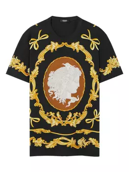 Футболка с изображением Медузы Камея Versace, черный